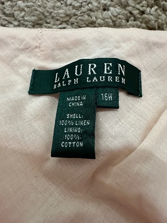 Ralph Lauren Linen Midi Skirt in Peachy Blush A-Line Flared Flowy Size 16W NWT - Picture 2 of 5